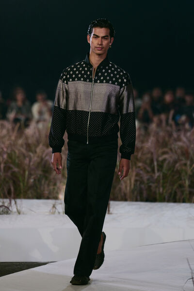 Alfvin Handwoven Benarasi Jacket Set - Black